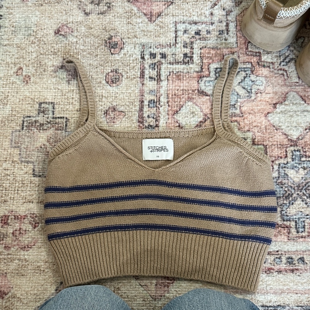 Striped Tan and Black Crop Top